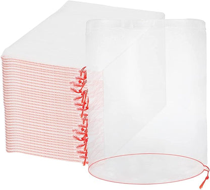 Fruit Protection Bags, 100 Pcs 8x12 Inch Garden Insect Netting Bags for Fruit Trees, Fruit Mesh Bags with Drawstring Protect Tomatos, Grapes, Mangos from Bugs Birds Squirrels