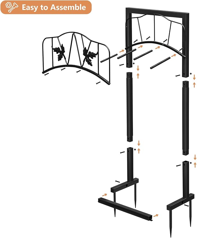 Skypatio Outdoor Garden Hose Holder, Heavy Duty Metal Water Hose Holder Holds 150ft Hoses Freestanding Hose Storage Stand with 4 Stakes, Rust-Resistant Hose Hanger for Outside