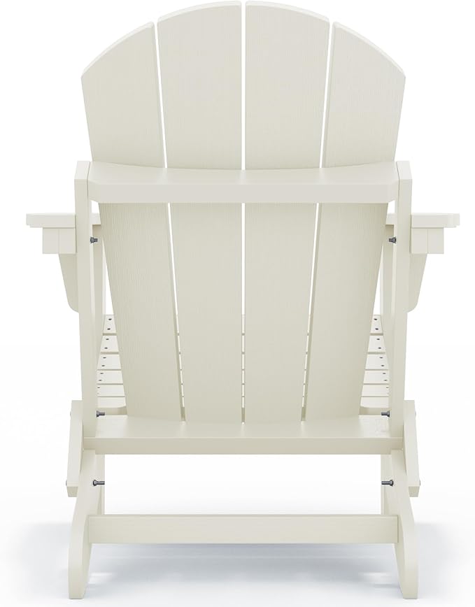 SERWALL Folding Adirondack Chair - HIPS Adirondack Chairs Outdoor Chairs Weather Resistant Fire Pit Chairs- White