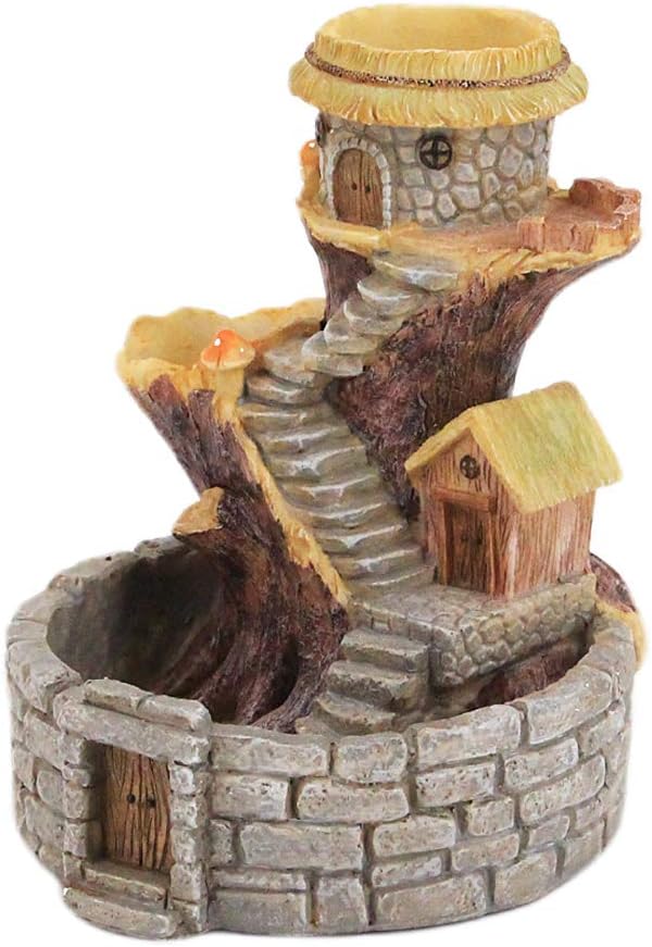 Segreto Creative Retro Tree House Plants Pot Flower Pots with Drainage Holes Resin Planters Vase Home Decor for Succulents, Flower, Cactus, Gardening Decoration,Indoor(Stone House)