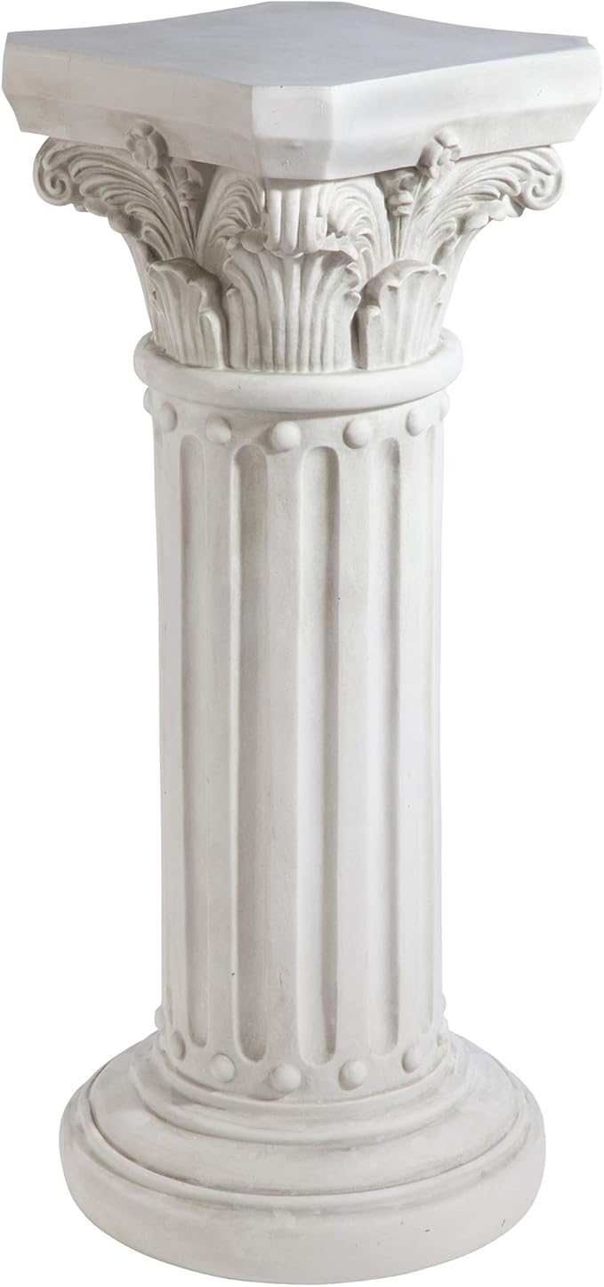 Design Toscano Athena Corinthian Furniture Pedestal Column Plant Stand, 16 Inches Wide, 16 Inches Deep, 33 Inches High, Handcast Polyresin, Antique Stone Finish