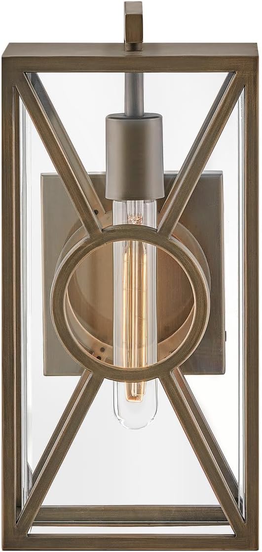 Hinkley Brixton Medium Wall Mount Outdoor Lantern - Rust & Corrosion Resistant, Clear Mitered Glass, Composite - Burnished Bronze Finish