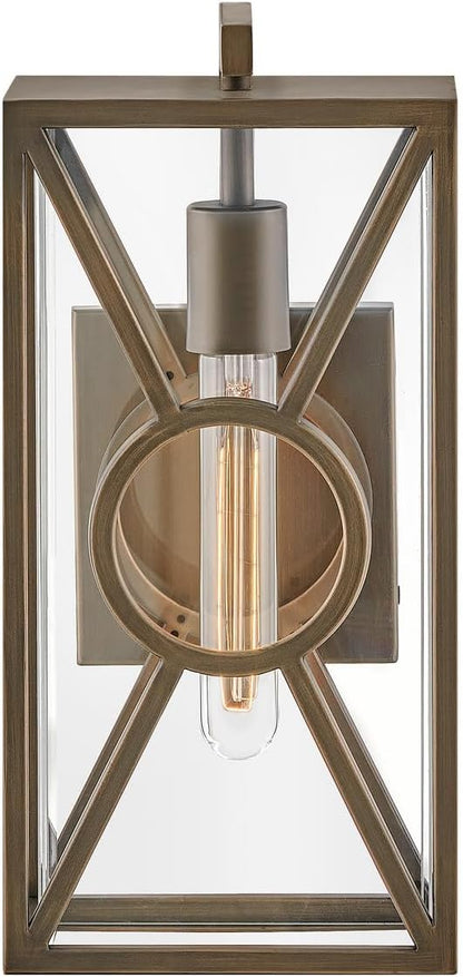 Hinkley Brixton Medium Wall Mount Outdoor Lantern - Rust & Corrosion Resistant, Clear Mitered Glass, Composite - Burnished Bronze Finish