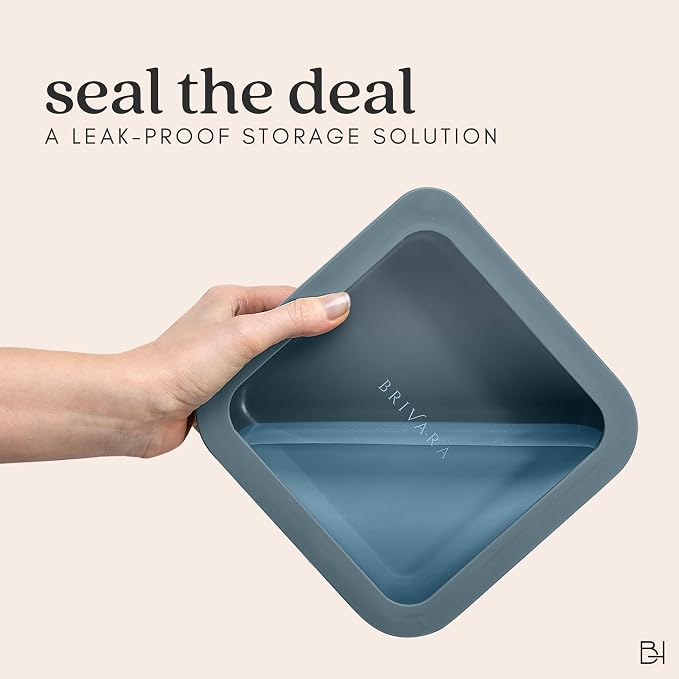Glass Food Storage Container with Lid, 2.5-Cup Small Square | Microwave-Safe Airtight Lid, Oven-Safe Ceramic-Coated Glass | Zero Plastic, No PFAS/PFOA/BPA, Reusable [Dusk]