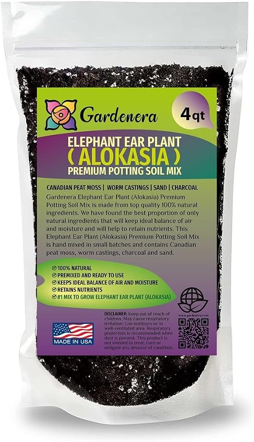 Gardenera Elephant Ear Plant Potting Mix - Premium Quality Blend for Strong Root Development and Resilient Plants - 4 Quart