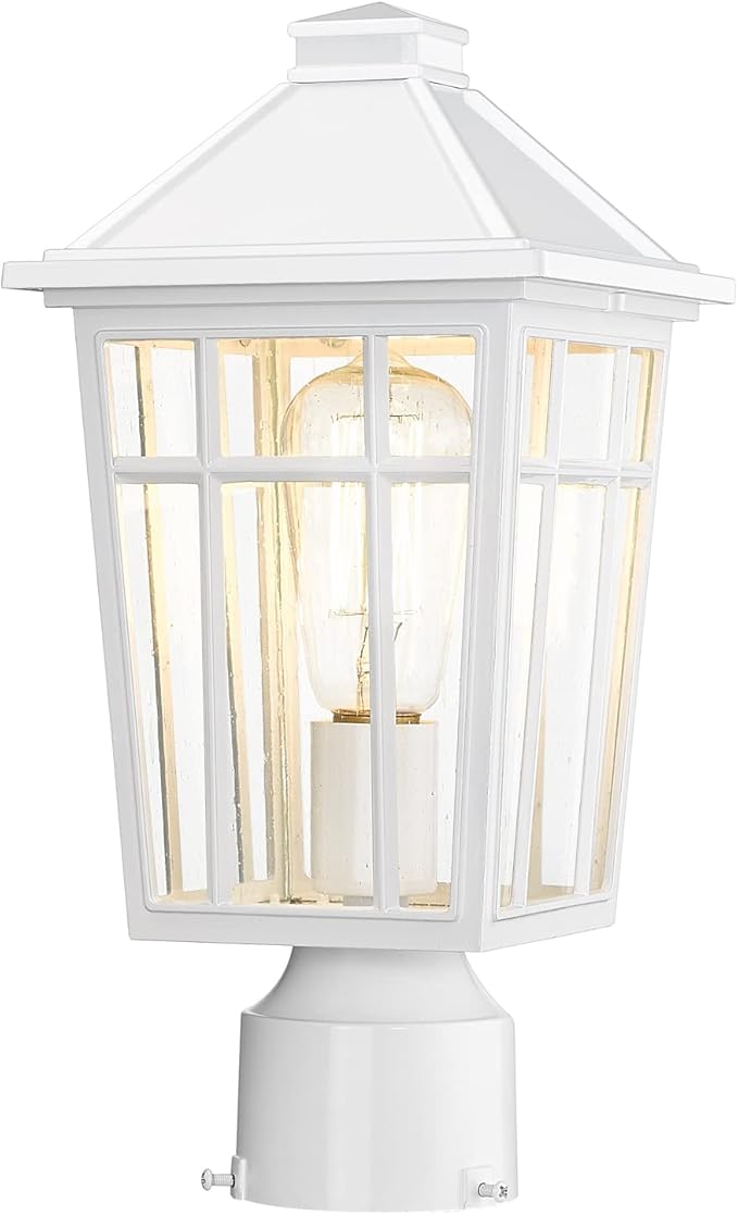 Darkaway Outdoor Post Lights Lamp Post Light Fixture, Waterproof Aluminum Housing with Glass, Fence Post Deck Lighting for Garden, Patio, Pathway (1 Pack, White)