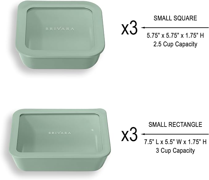 12-Piece Glass Meal Prep Containers Set with Lids (6 Containers + 6 Lids) | Microwave-Safe Airtight Seal, Oven-Safe Ceramic-Coated Glass | Zero Plastic, No PFAS/PFOA/BPA [Willow]