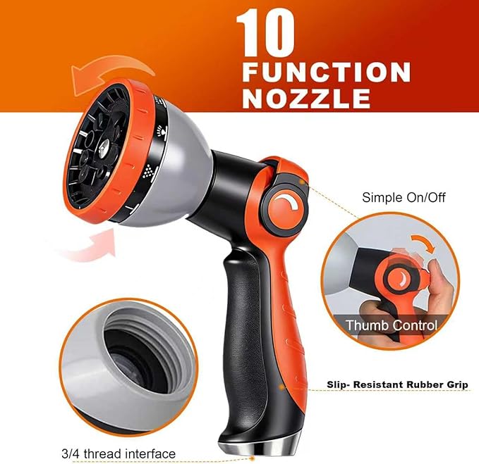 Garden Hose 75FT - 602PSI High Pressure, Kink-Free & Lightweight, No Expanding, Abrasion Resistant Water Hose for Car Wash, Lawn, Watering
