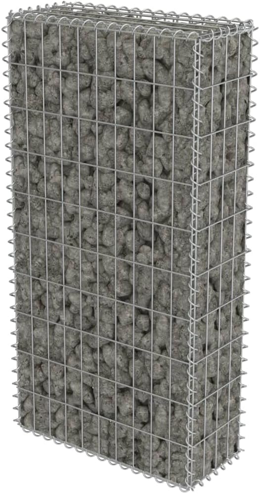 Galvanized Steel Gabion Wall with Covers, Gabion Mesh Wire Wall Panel Galvanized Steel Garden Stone Wire Basket Fencing Patio Decorative Fence, 19.7"x7.78"x39.4",-176