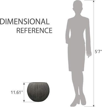11.8" H X 14.5" D Round Plastic Planter with Drainage Hole & Plug, Large Lightweight Plant pot ,Recyclable ,Durable, Weather/UV Resistant for Indoor Outdoor, (8.9" Opening), Vintage Black