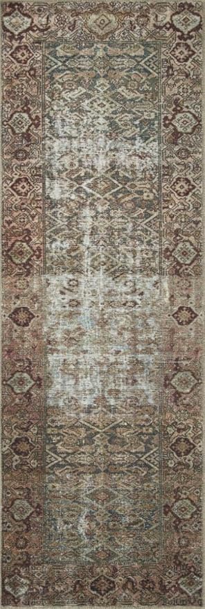Loloi Amber Lewis Georgie Collection GER-07 Moss/Salmon 2'-6" x 9'-6", .19" Pile Height, Runner Rug