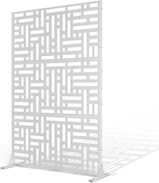 Metal Privacy Screen Outdoor Privacy Screen, Freestanding Fence Panel for Outside, 72''H×47''W, Decorative Screen Panel for Backyard/Patio/Deck