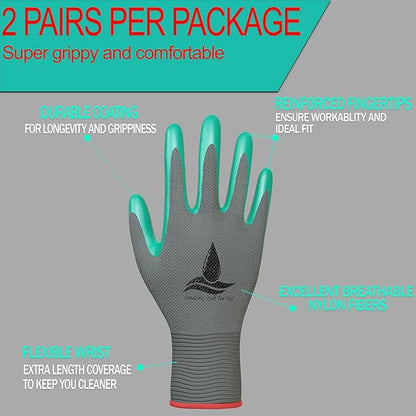 Garden Gloves Women and Men 2 pairs, Super Grippy Texture for Gardening and Work Activities - S,M,L Sizes (Medium)