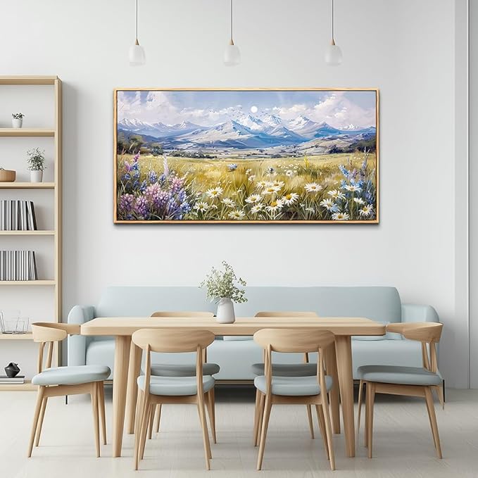 QIYILEXWART Large Wall Art For Bedroom Wall Decor For Living Room Office Decoration Range Grassland Landscape Painting Watercolour Pictures Canvas Artworks Ready To Hang Home Decor Wood Framed