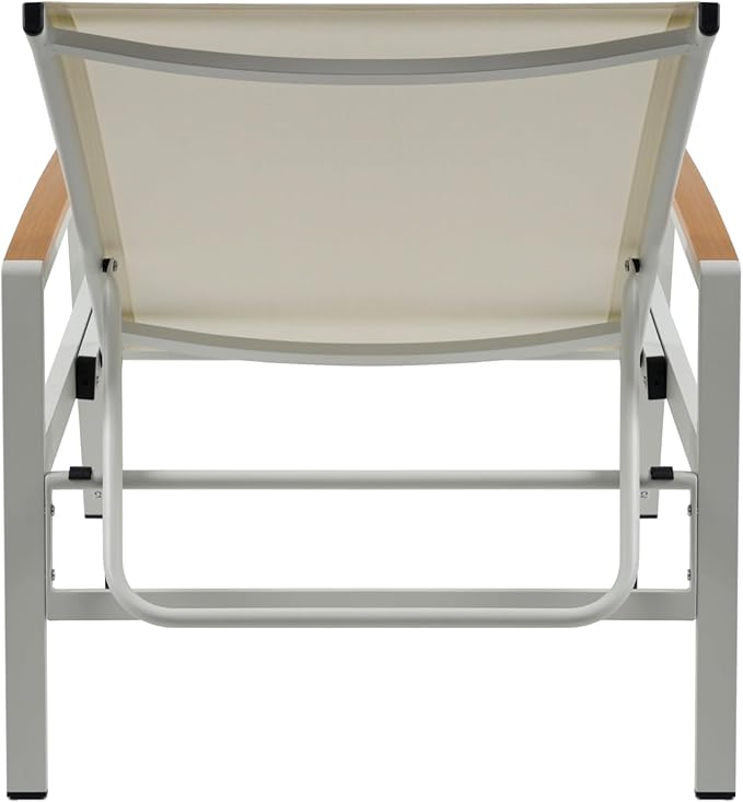 Christopher Knight Home Patio Aluminum Chaise Lounge, Adjustable Mesh Chaise Lounge, 5 Position Back Recliner, Lounge Chair with Armrest, Ourdoor Deep Seating Lounge for Poolside Backyard, White