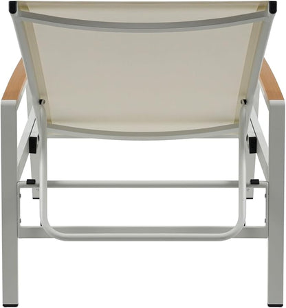 Christopher Knight Home Patio Aluminum Chaise Lounge, Adjustable Mesh Chaise Lounge, 5 Position Back Recliner, Lounge Chair with Armrest, Ourdoor Deep Seating Lounge for Poolside Backyard, White
