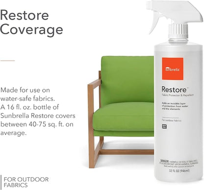 Sunbrella Restore Fabric Protector | Water-Repellent Spray for Outdoor Fabrics | Easy Use, Non-PFAS | Protect & Restore Upholstery | 32 fl oz