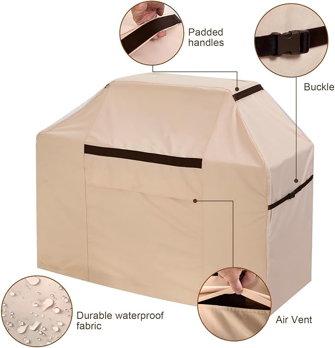 Outdoor BBQ Grill Cover 53" W x 25" D x 43" H - Rip-Proof Waterproof Windproof UV Resistant, Durable & Stylish, Heavy Duty Grill Cover for Patio