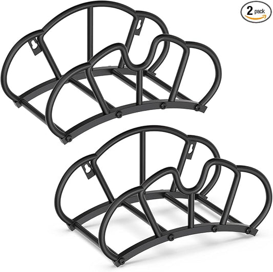 Qatsrin Super Stable Garden Hose Holder Wall Mount, Heavy Duty Water Hose holder Hanger Holds 125-Feet Hose, Metal Hose Storage Reel Rack Organizer for Outside Yard Lawn, 2 Pack