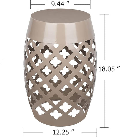 Vipush Outdoor Lace Cut Iron Side Table,Patio Garden Stool Coffee End Table Nightstand for Small Spaces,Living Room,Front Porch,Poolside,Brown