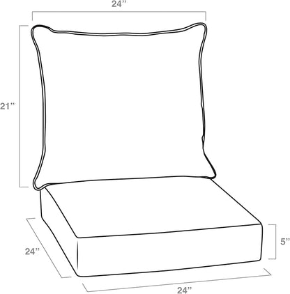Arden Outdoor Foam Deep Seat Cushion Set, 24 in x 24 in, Weather-Proof, Rain-Proof, Fade Resistant Patio Cushion, Bottom and Back Cushion for Chair, Sofa, and Couch Turquoise Daphne Medallion