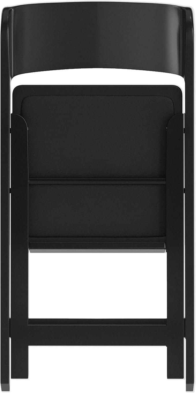 Flash Furniture Hercules Tucker Commercial Black Resin Folding Chair - Lightweight, Vinyl Padded Removable Seat, Indoor Outdoor Use, Event & Wedding Ready, Set of 2
