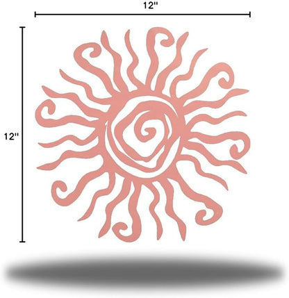 Riverside Designs Wacky Sun Metal Wall Art Indoor/Outdoor Decor - 12" Pink Rust Proof Wall Sculpture - Made in USA - Ideal for Bedroom, Garden, Home, Patio and Farmhouse