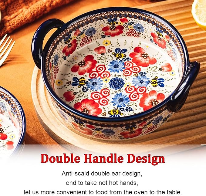 Baking Dishes For Oven, 1 Quart Round Casserole Dishes For Oven-bee and flower-round 950ml