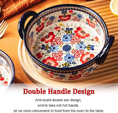 Baking Dishes For Oven, 1 Quart Round Casserole Dishes For Oven-bee and flower-round 950ml