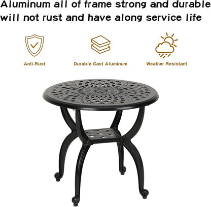 YKSY&YKSY Jardin DE Centennial Cast Aluminum Side/End Table, Anti-Rust Coffee Bistro Table for Outdoor, Patio, Indoor, Garden, Porch, Balcony (Round Black) 1