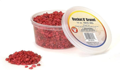 Hygloss Products Craft Rocks, Mini Stones for Art Projects - Bucket O' Gravel, Neon Red, 1 lb