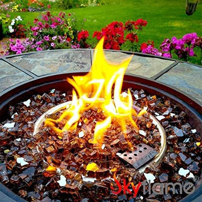 Skyflame High Luster 10-Pound Fire Glass for Fire Pit Fireplace Landscaping, 1/2-Inch Copper Reflective