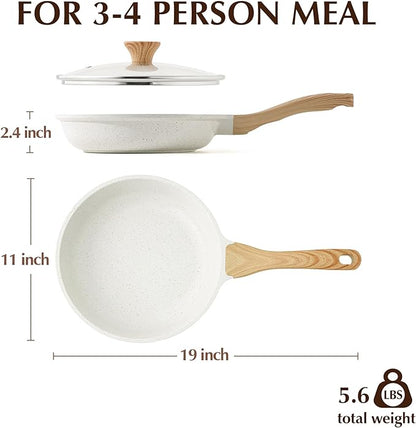 SENSARTE Nonstick Ceramic Frying Pan Skillet with Lid, 11 Inch Omelet Pan, Healthy Non Toxic Chefs Pan, Induction Compatible Egg Pan with Heat Resistant Handle, Free of Intentionally Added PFAS/PTFE