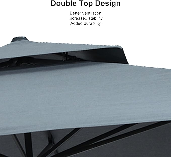 PURPLE LEAF Cantilever Patio Umbrella Outdoor Aluminum Offset Square Umbrella Windproof Heavy Duty Hanging Outside Umbrella for Deck Pool Garden