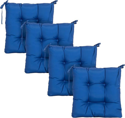 ARTPLAN Outdoor Chair Cushions,Set of 4, Patio Seat Cushions 19"x19"x4" with Ties, Tufed Chair Pads for Outdoor Dinning Chair,Navy Blue