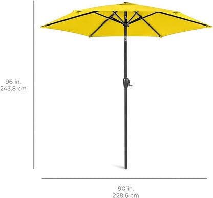 Best Choice Products 7.5ft Heavy-Duty Round Outdoor Market Table Patio Umbrella w/Steel Pole, Push Button Tilt, Easy Crank Lift - Yellow
