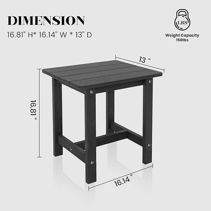 Meluvici Outdoor Side Table, Small Adirondack Side Table for Adirondack Chair - Indoor Outdoor End Table - HDPS (Black)