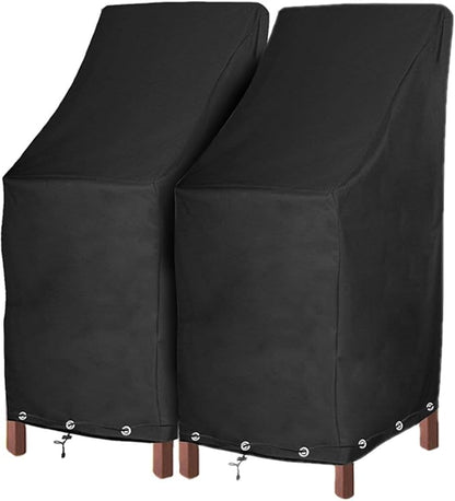RosieLily Outdoor Chair Covers, High Back Patio Chair Covers Waterproof, Heavy Duty Patio Furniture Covers, Stackable Outdoor Bar Stool Covers, 600D, High Back with Lock Hole-2 Pack