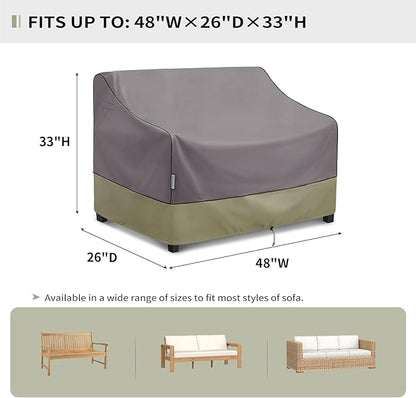 KylinLucky Outdoor Patio Sofa Cover fit 48 x 26 x 33 inch, 47 x 25, 46 x 24 Waterproof Weatherproof Heavy Duty 600D Garden Furniture Cover for Outside Sofa Couch