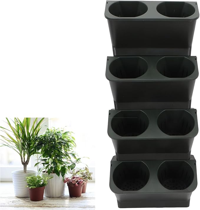 ciciglow Vertical Garden Planter, Hanging Planters for Indoor Outdoor Plants Wall Planter Boxs Vertical Garden Hanging Plant Holder for Railing, Balcony, Fence (Green Black)