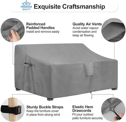 OutdoorLines Outdoor Waterproof Patio 3-Seater Couch Cover - UV Resistant Patio Sofa Furniture Covers Weatherproof Heavy Duty Glider Covers for Outdoor Furniture, 88Wx32.5Dx33H Inches, Gray
