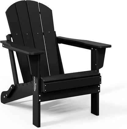 WestinTrends Malibu 4-Piece Set Outdoor Folding Poly Adirondack Chair, Black