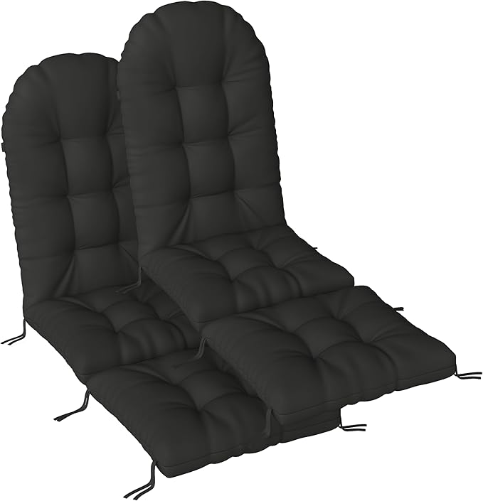 Adirondack Chair Cushion with Ottoman, Folding Adjustable Adirondack Seat Cushions, Waterproof Adirondack Patio Chair Pads for Garden, Deck, or Poolside, Small-Black-2