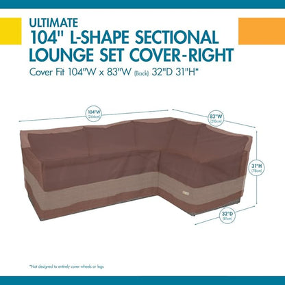 DUCKCOVERS® Ultimate Waterproof 104 Inch Patio Right-Facing Sectional Lounge Set Cover, Patio sectional Cover