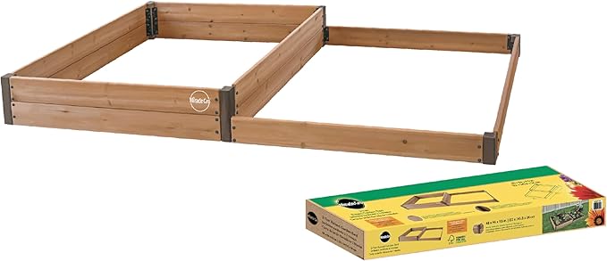 Miracle-GRO 4 x 8 Ft. 2-Tier Wooden Raised Garden Bed, 19.2 Cu. Ft. Above Ground Garden with Powder-Coated Metal Brackets for Decks and Yards
