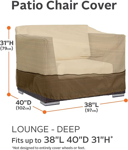 Classic Accessories Veranda Water-Resistant 38 Inch Patio Deep Seated Lounge/Club Chair Cover, Patio Furniture Covers