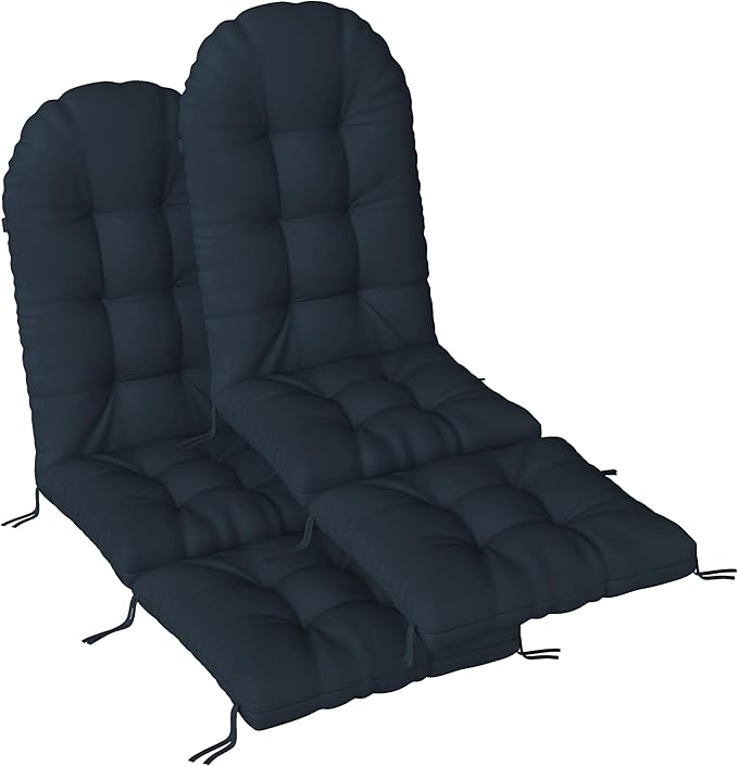Adirondack Chair Cushion with Ottoman, Folding Adjustable Adirondack Seat Cushions, Waterproof Adirondack Patio Chair Pads for Garden, Deck, or Poolside, Small-Dark Blue-2