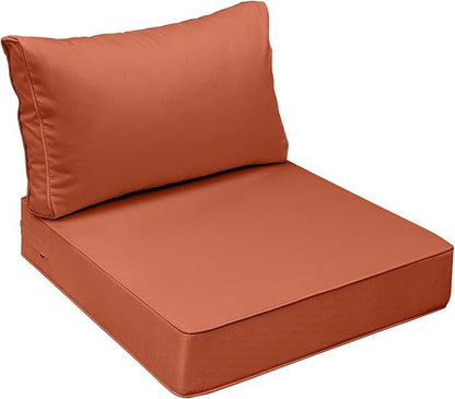 AAAAAcessories Outdoor Seat Cushions for Chairs, Fade-Resistant, Waterproof Patio Furniture Replacement Cushions, 25.5" x 25.5" x 5" + 25.5" x 13.5", Rust