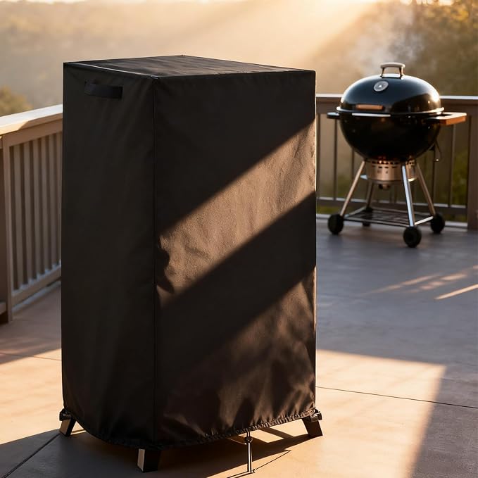 Smoker Cover Fit for Cuisinart 36” Vertical Propane Smoker, Waterproof Outdoor Smoker BBQ Smoker Grill Covers,Black (21" L x 21" W x 44" H)