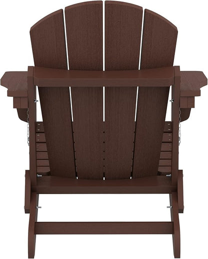 SERWALL Folding Adirondack Chair Set of 4 for Patio Garden Outdoors Fire Pit- Coffee